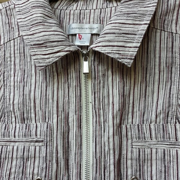 CHRISTOPHER/BANKS PURPLE STRIPED ZIP JACKET, XL - Picture 2 of 6